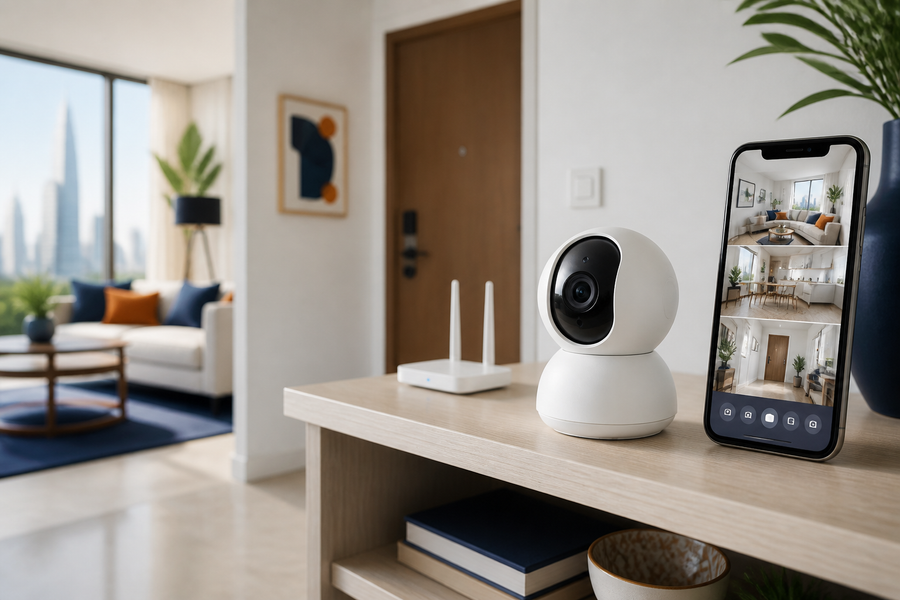WiFi security camera monitoring a modern UAE home