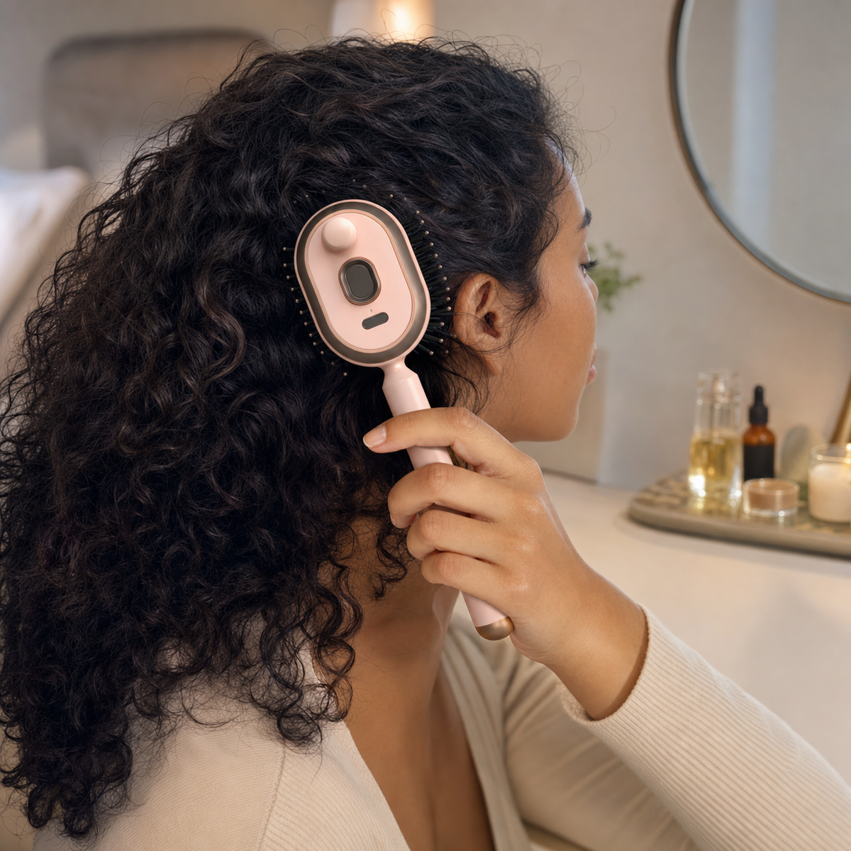 Air-cushion electric spray comb gently massaging the scalp during use