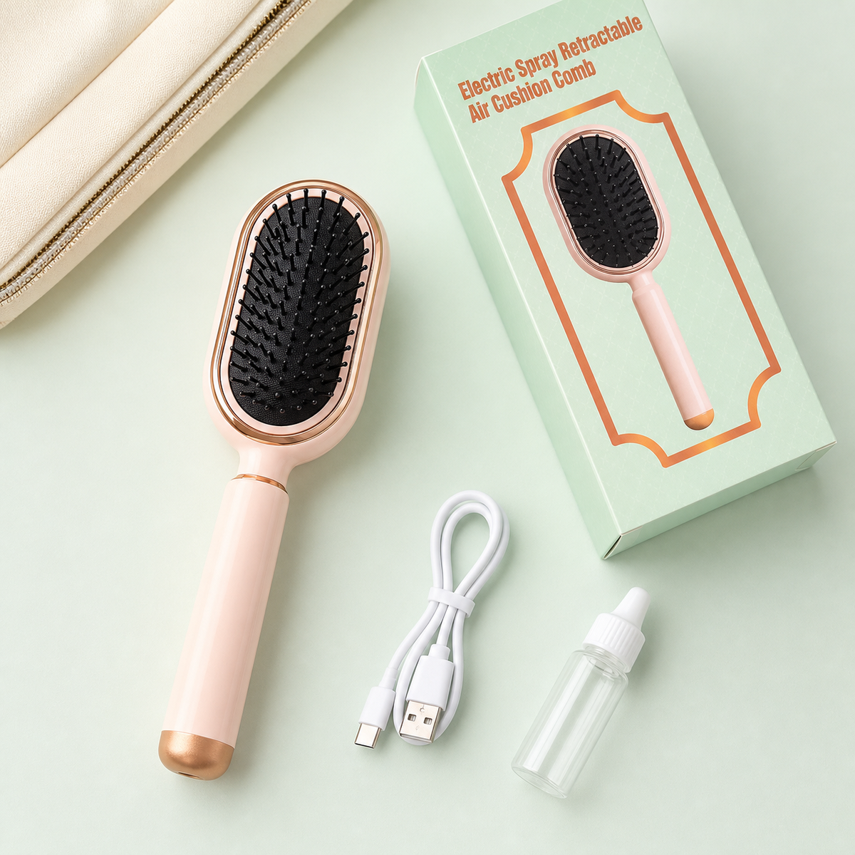 Rechargeable Electric Spray Retractable Air Cushion Comb travel set