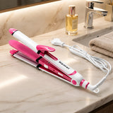 Kemei 3-in-1 Hair Beauty Styler – Straightener, Curler & Volumizer