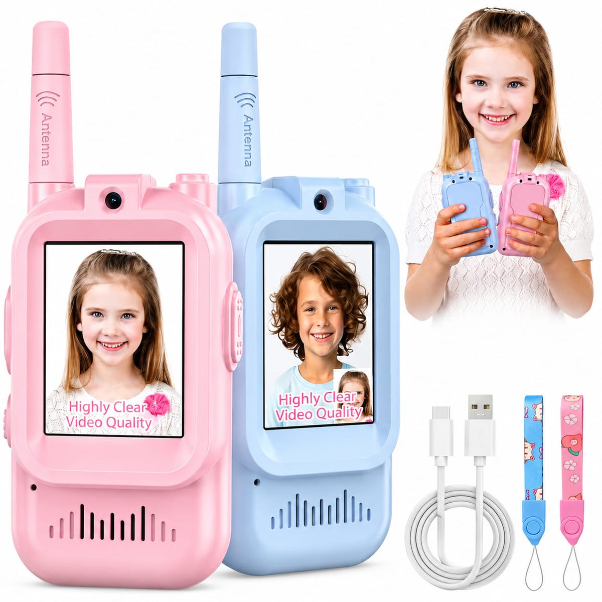 Kids HD Video Walkie Talkie Camera Set – Rechargeable 2-Way Communication Toy