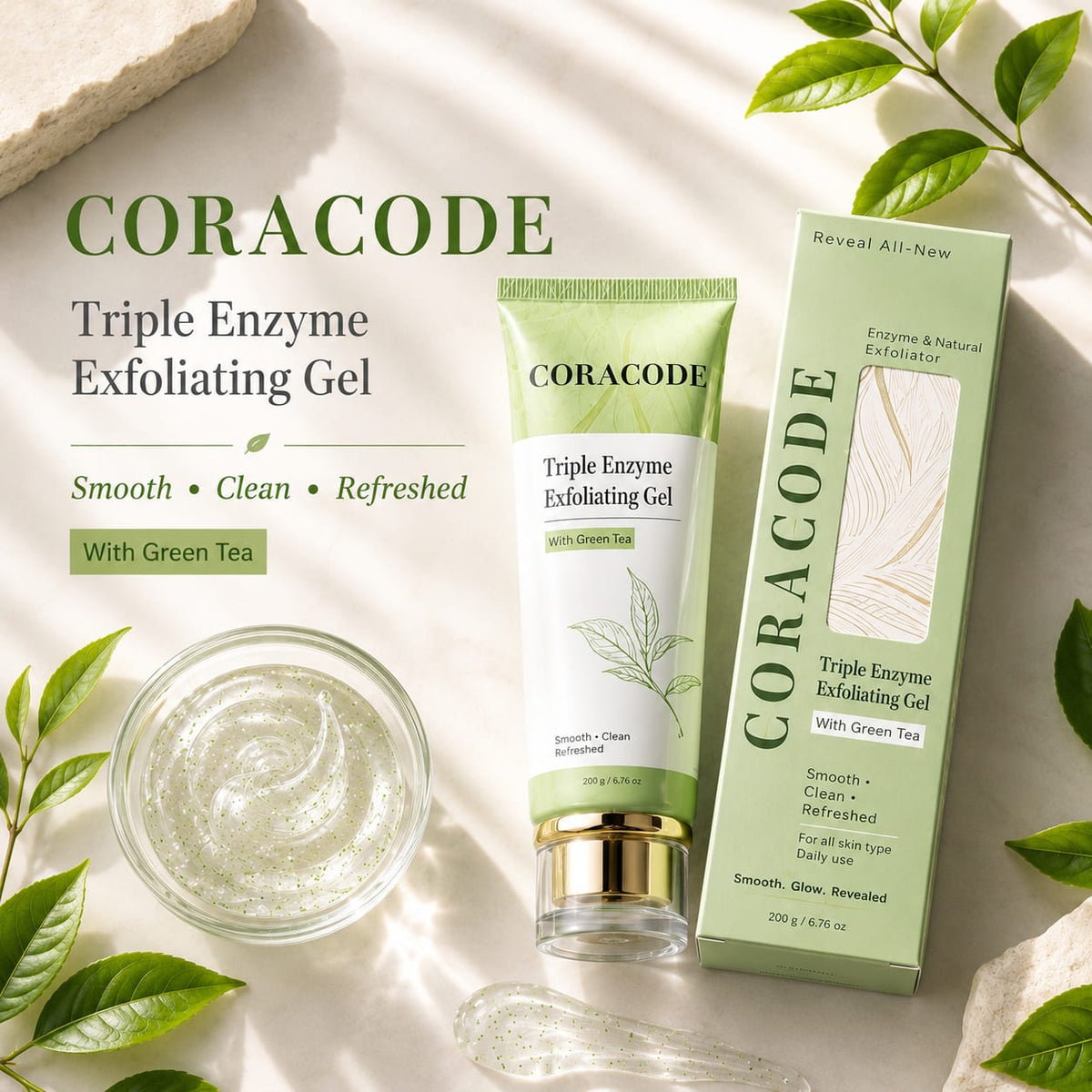 CORACODE Triple Enzyme Exfoliating Gel with Green Tea