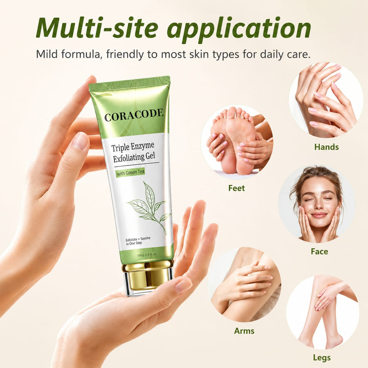 CORACODE Triple Enzyme Exfoliating Gel with Green Tea