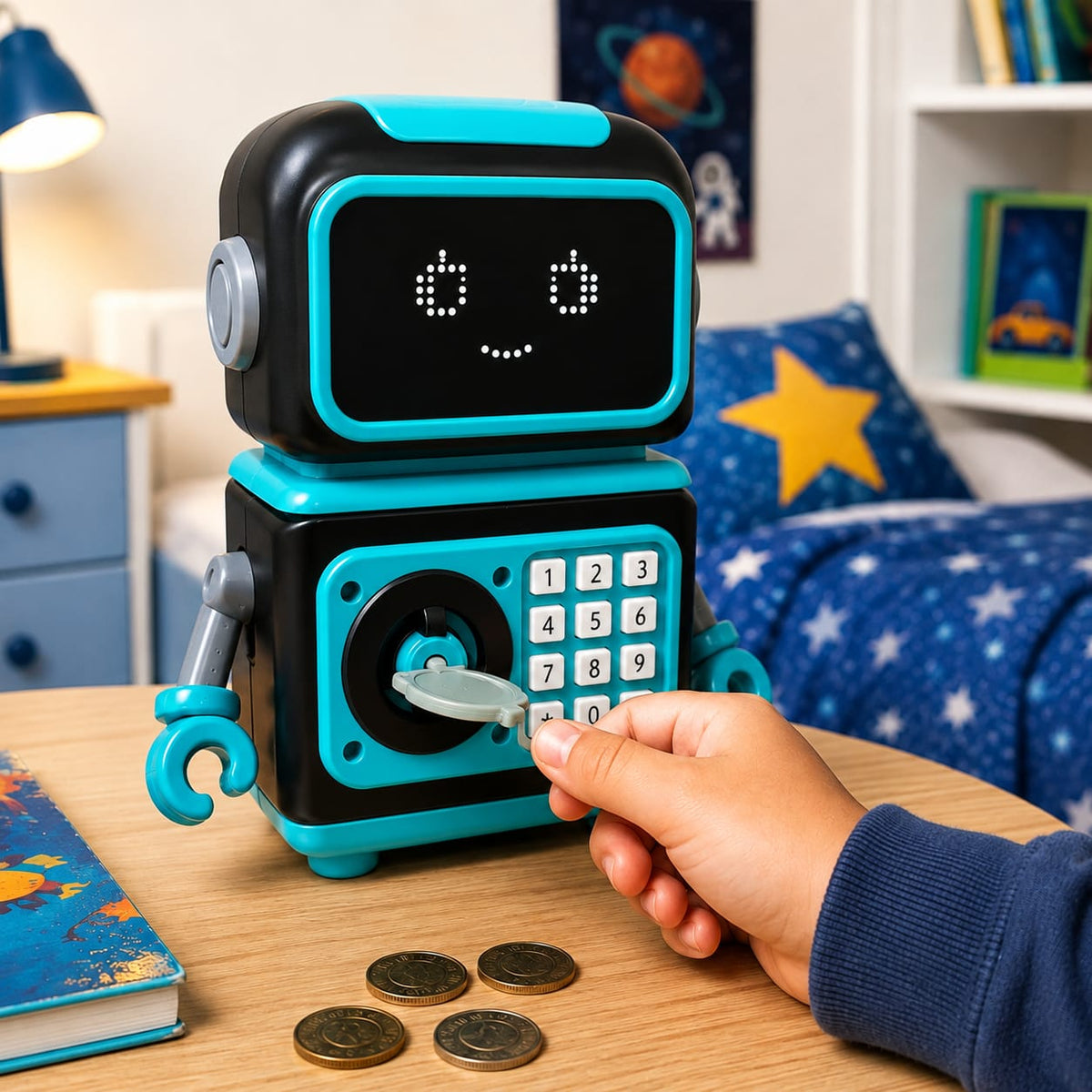 Smart Robot Electronic Money Saving Box for Kids - detail view