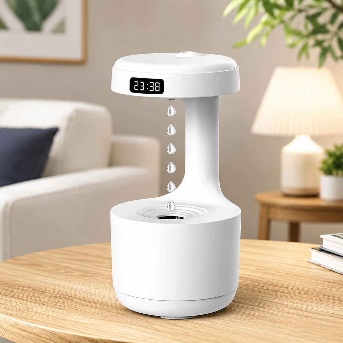 Antigravity Water Drop Humidifier with Digital Clock - main product view