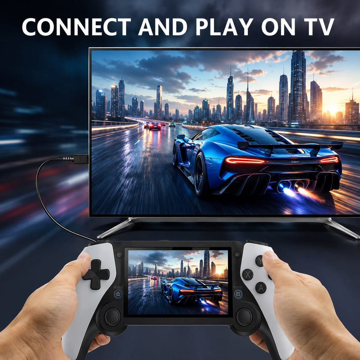 SF3500 Plus 5-Inch Handheld Game Console with Dual Controllers - feature view