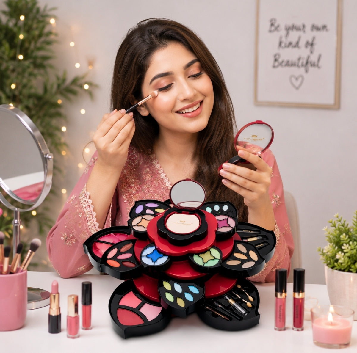 KMES Professional Flower Makeup Kit – Vitamin E All-in-One Cosmetic Set