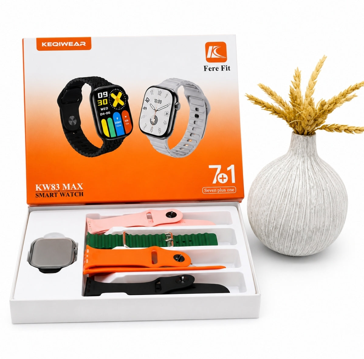 KW83 MAX 7+1 Bluetooth Smartwatch with 7 Interchangeable Straps