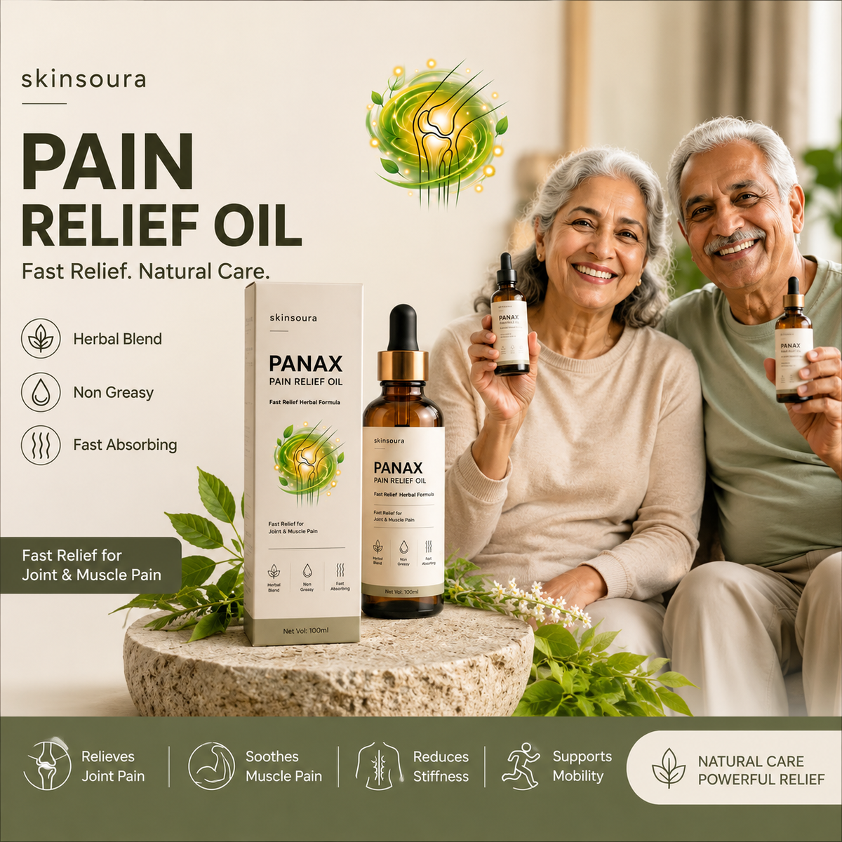 Skinsoura PANAX Pain Relief Oil – Herbal Formula 100ml