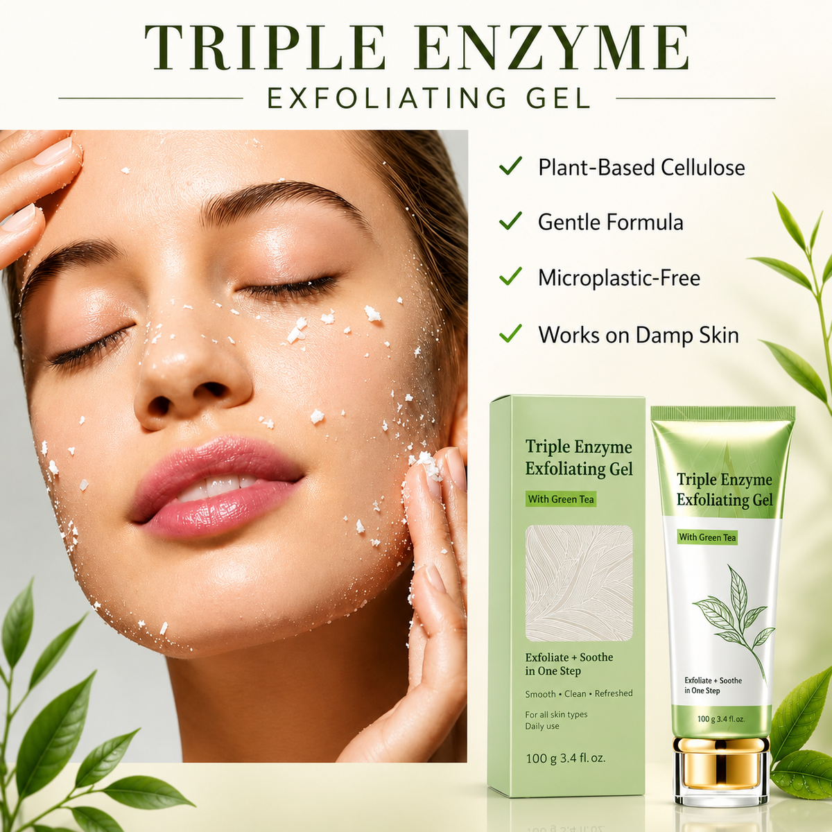 Triple Enzyme Exfoliating Gel with Green Tea – 100g