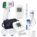 Complete Health Care Kit – Thermometer, Blood Pressure Monitor, Glucose Meter & Mesh Nebulizer