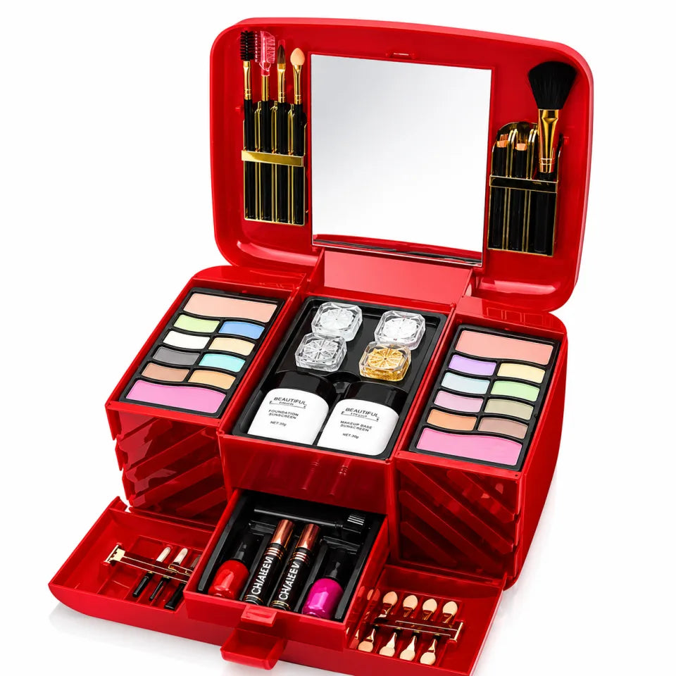 Luxury All-in-One Kids Makeup Kit with Portable Vanity Case & Mirror