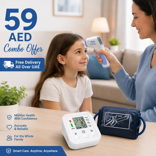 2-in-1 Home Health Combo – Infrared Thermometer & Digital Blood Pressure Monitor