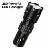 360 Powerful LED Flashlight 60000mAh Rechargeable Tactical Torch – Super Bright Searchlight