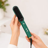 Professional Electric Hair Straightening Comb Brush – 5 Heat Levels (Green)