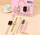 A58 Plus Smart Watch & Luxury Jewelry Gift Set – Beige Edition