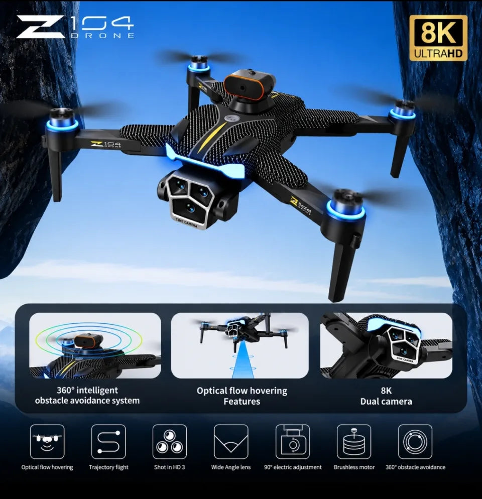 Z104 8K GPS Smart Drone with Dual Camera, Optical Flow Hover & Obstacle Avoidance