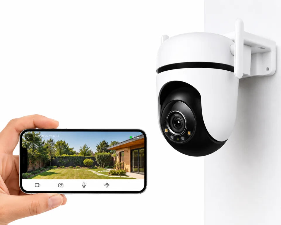 2K Outdoor Pan & Tilt Smart WiFi Security Camera with Color Night Vision