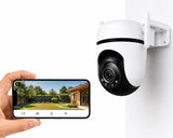 2K Outdoor Pan & Tilt Smart WiFi Security Camera with Color Night Vision