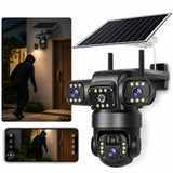 Solar AI 3-Lens WiFi Security Camera | 1080P HD | 360° PTZ | Full Color Night Vision