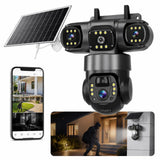 Solar AI 3-Lens WiFi Security Camera | 1080P HD | 360° PTZ | Full Color Night Vision
