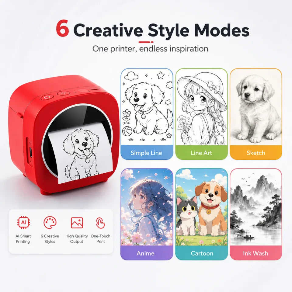 AI Smart Voice-to-Image Mini Printer for Kids