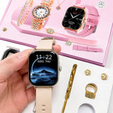 A58 Plus Smart Watch & Luxury Jewelry Gift Set – Beige Edition