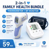 2-in-1 Home Health Combo – Infrared Thermometer & Digital Blood Pressure Monitor