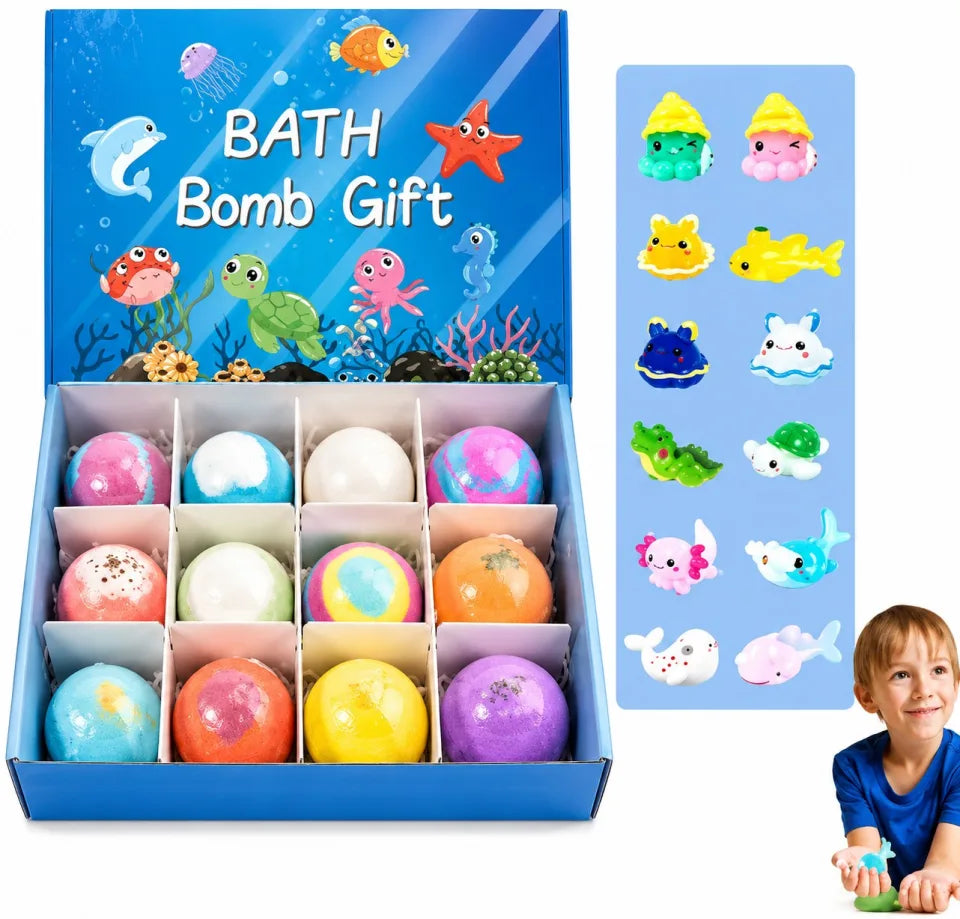 12-Piece Kids Bath Bomb Gift Set – Colorful Fizzy Bath Balls for Children