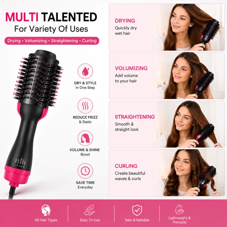 4-in-1 One Step Hot Air Brush Hair Dryer & Styler