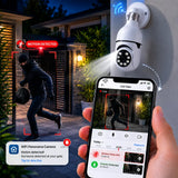 1080P WiFi Panorama Bulb Camera – 360° Smart Security Camera with Night Vision & Two-Way Audio