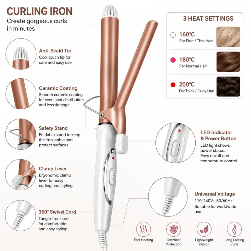 Professional Ceramic Hair Curling Iron