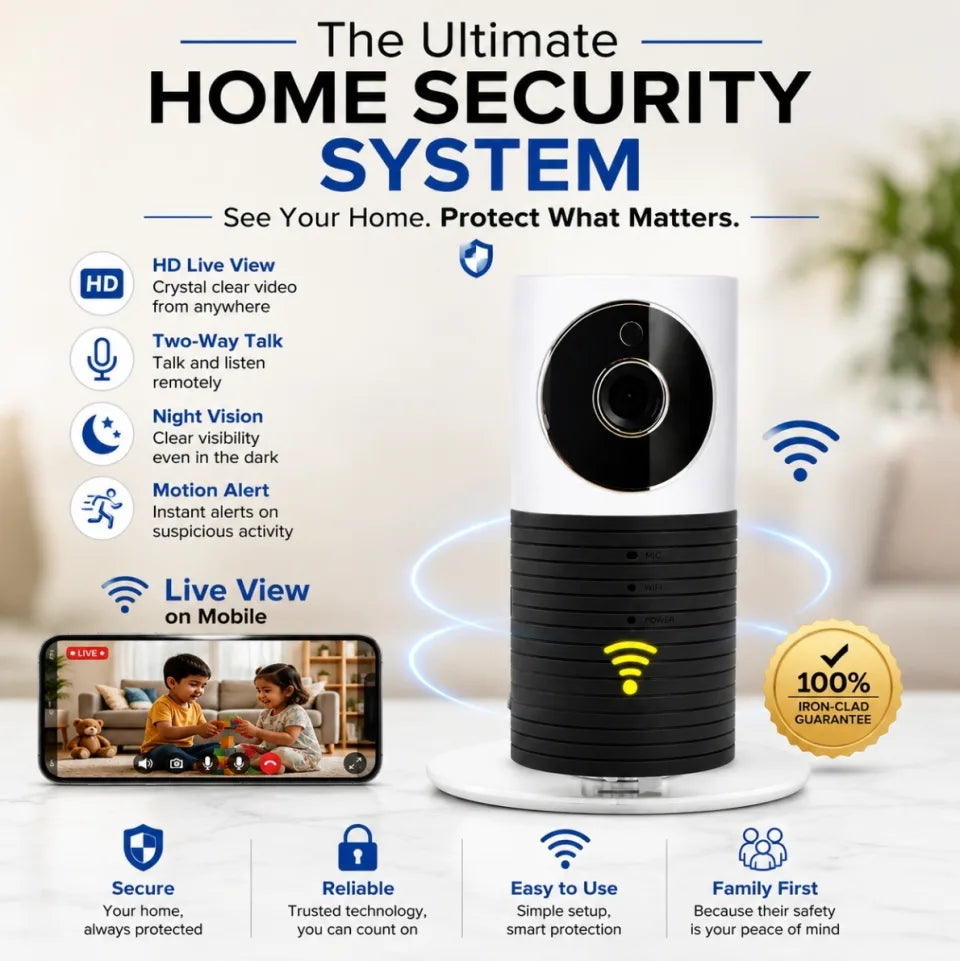 Smart WiFi Home Security Camera with HD Live View & Motion Detection