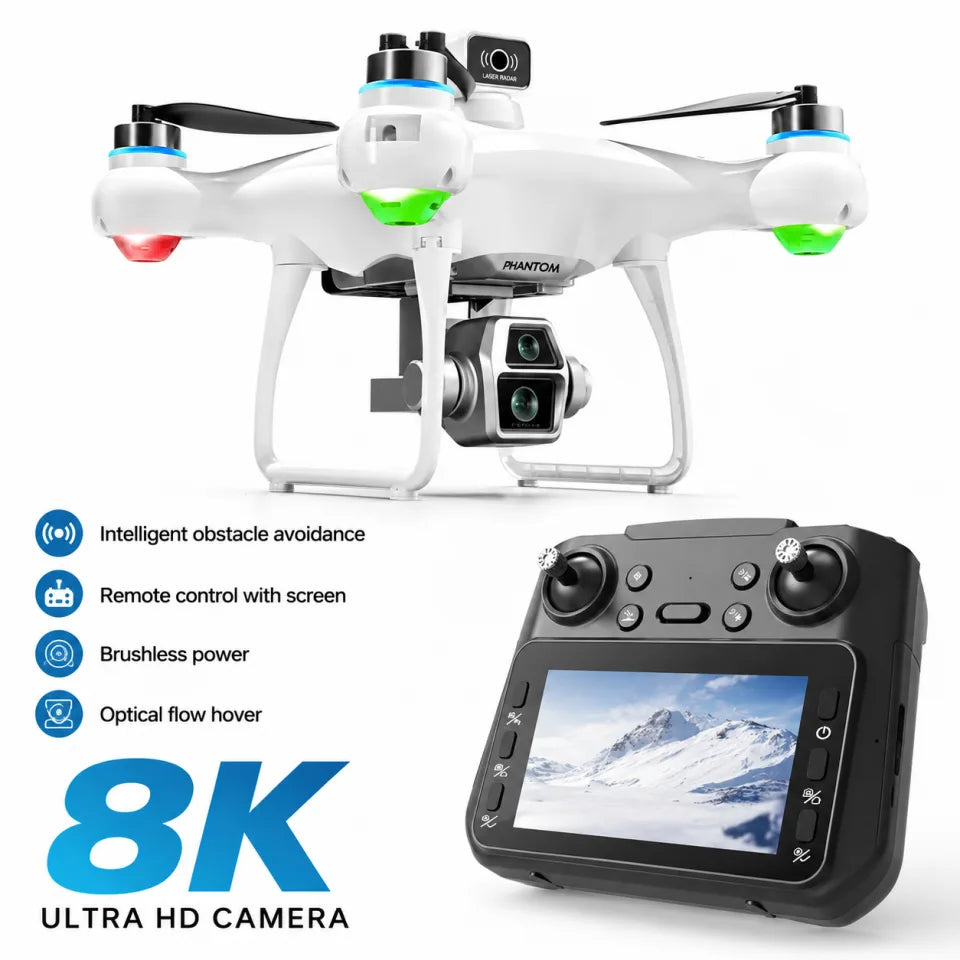8K Smart GPS Drone with Optical Flow Hover, Dual Camera & Screen Remote Controller