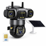 Solar AI 3-Lens WiFi Security Camera | 1080P HD | 360° PTZ | Full Color Night Vision