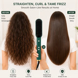 Professional Electric Hair Straightening Comb Brush – 5 Heat Levels (Green)