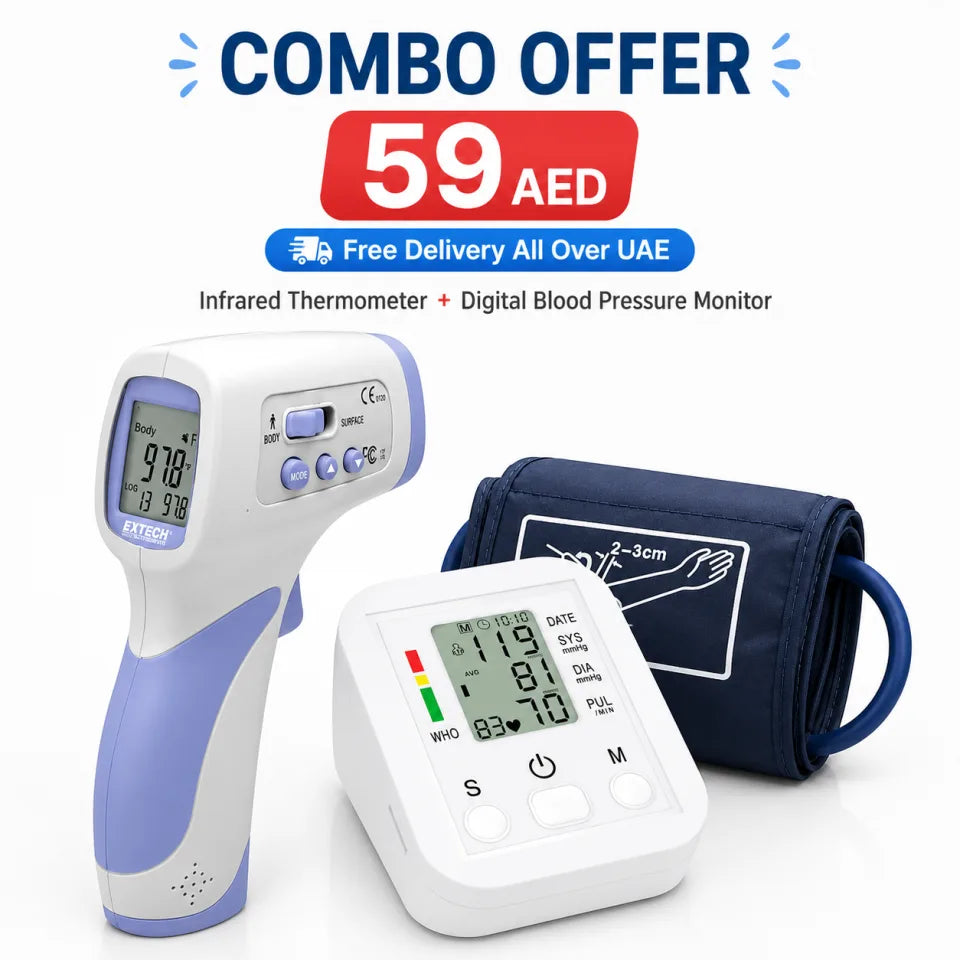 2-in-1 Home Health Combo – Infrared Thermometer & Digital Blood Pressure Monitor