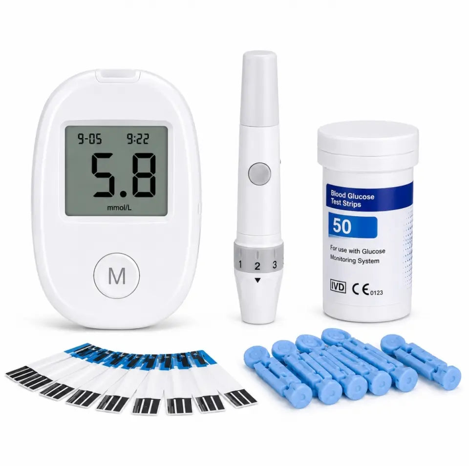 Complete Health Care Kit – Thermometer, Blood Pressure Monitor, Glucose Meter & Mesh Nebulizer